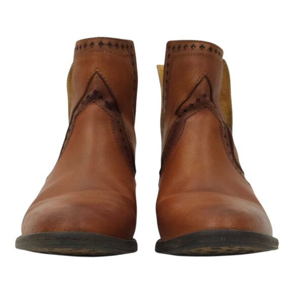 Very Volatile Brescia Western Boot Womens 7 Bootie Ankle Slip On Brown Leather - Picture 3 of 16